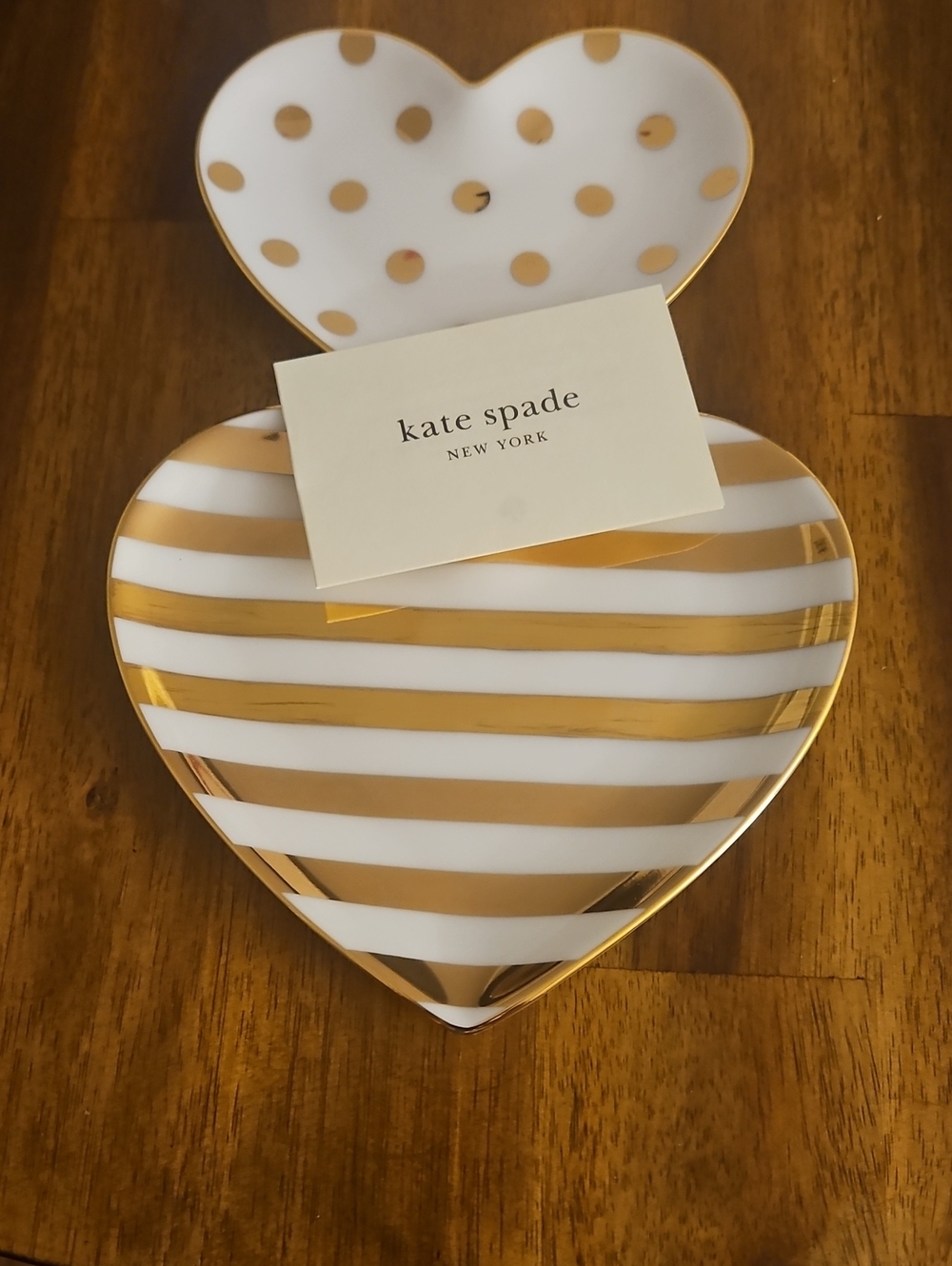 kate spade/ Lenox  White & Gold Heart Trinket Catch All Heart Dish Duo